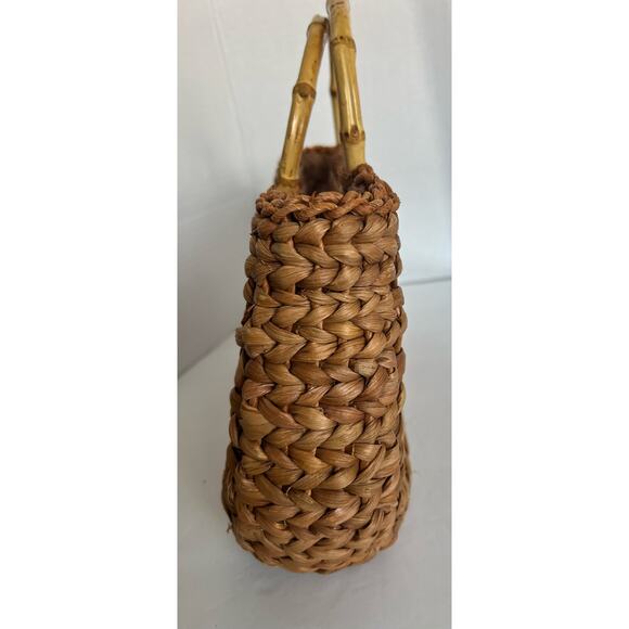 NEW Women’s Rectangular Style Woven Rattan Handbag - Picture 3 of 9